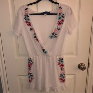 Floral White Romper